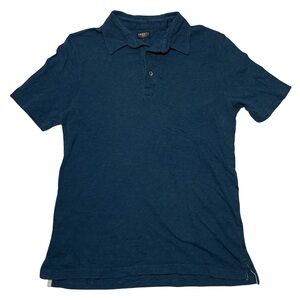 Faherty Reserve Cotton Linen Navy Blue Polo Shirt Mens Size Small